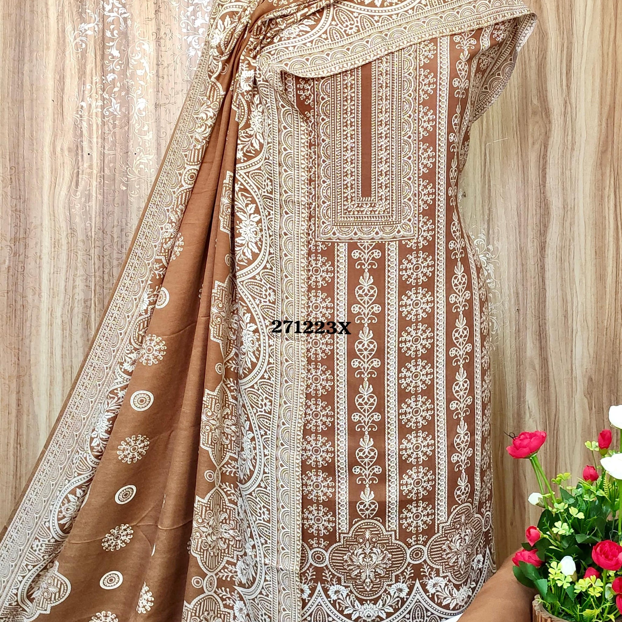 Winter Pashmina Print With Sarvoski Neck Salwar Suit