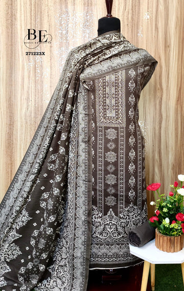 Winter Pashmina Print With Sarvoski Neck Salwar Suit