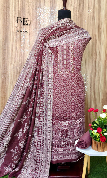 Winter Pashmina Print With Sarvoski Neck Salwar Suit