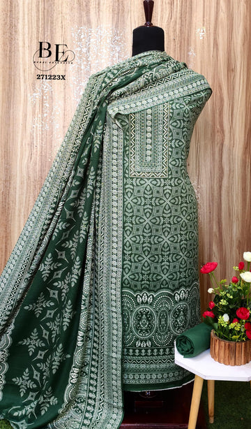 Winter Pashmina Print With Sarvoski Neck Salwar Suit