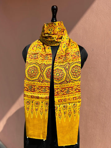 Beautiful Designer Mashru Silk Ajarakh Print Unisex Stole Dupptta