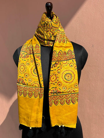 Beautiful Designer Mashru Silk Ajarakh Print Unisex Stole Dupptta