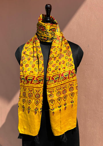 Beautiful Designer Mashru Silk Ajarakh Print Unisex Stole Dupptta