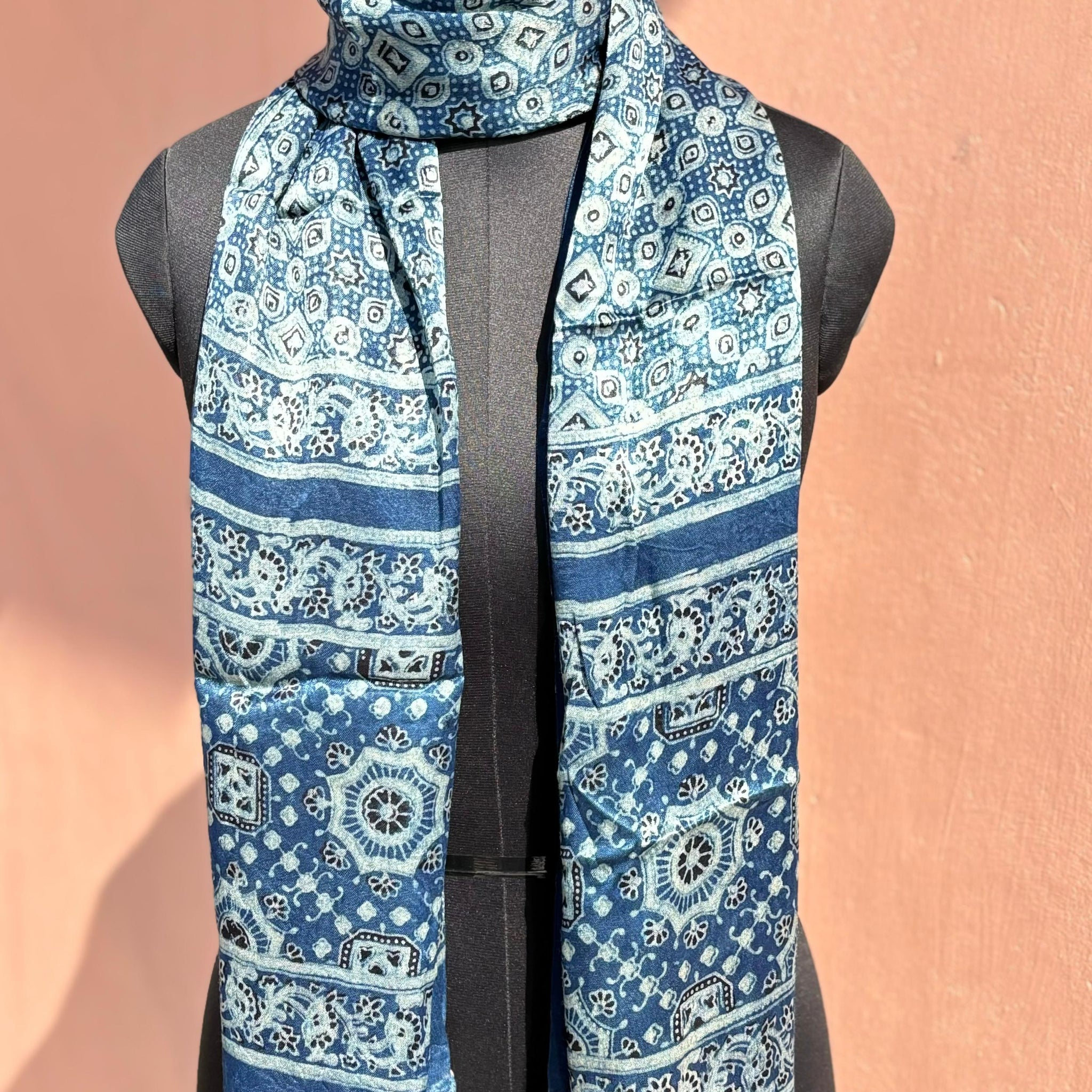 Beautiful Designer Mashru Silk Ajarakh Print Unisex Stole Dupptta