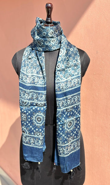 Beautiful Designer Mashru Silk Ajarakh Print Unisex Stole Dupptta