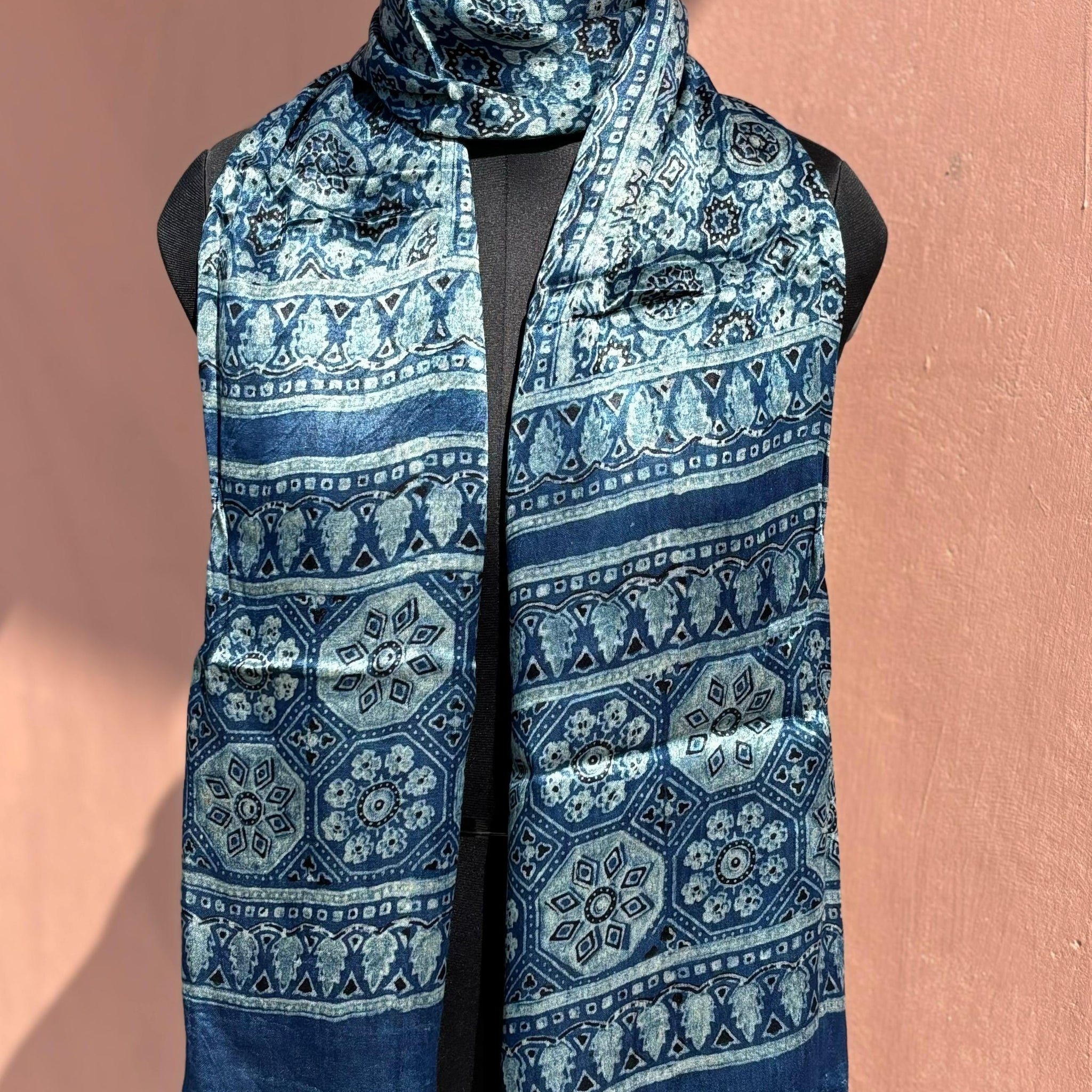 Beautiful Designer Mashru Silk Ajarakh Print Unisex Stole Dupptta