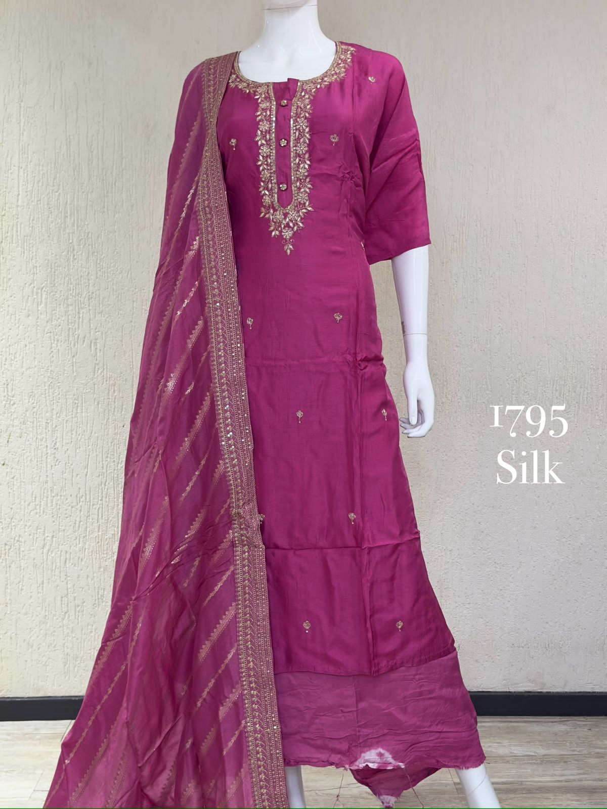 Beautiful Designer Pure Dola Silk Handwork Salwar Suit