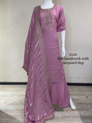 Beautiful Designer Pure Dola Silk Handwork Salwar Suit