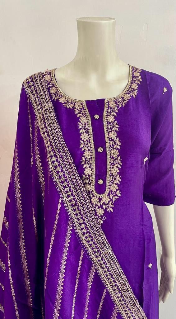 Beautiful Designer Pure Dola Silk Handwork Salwar Suit