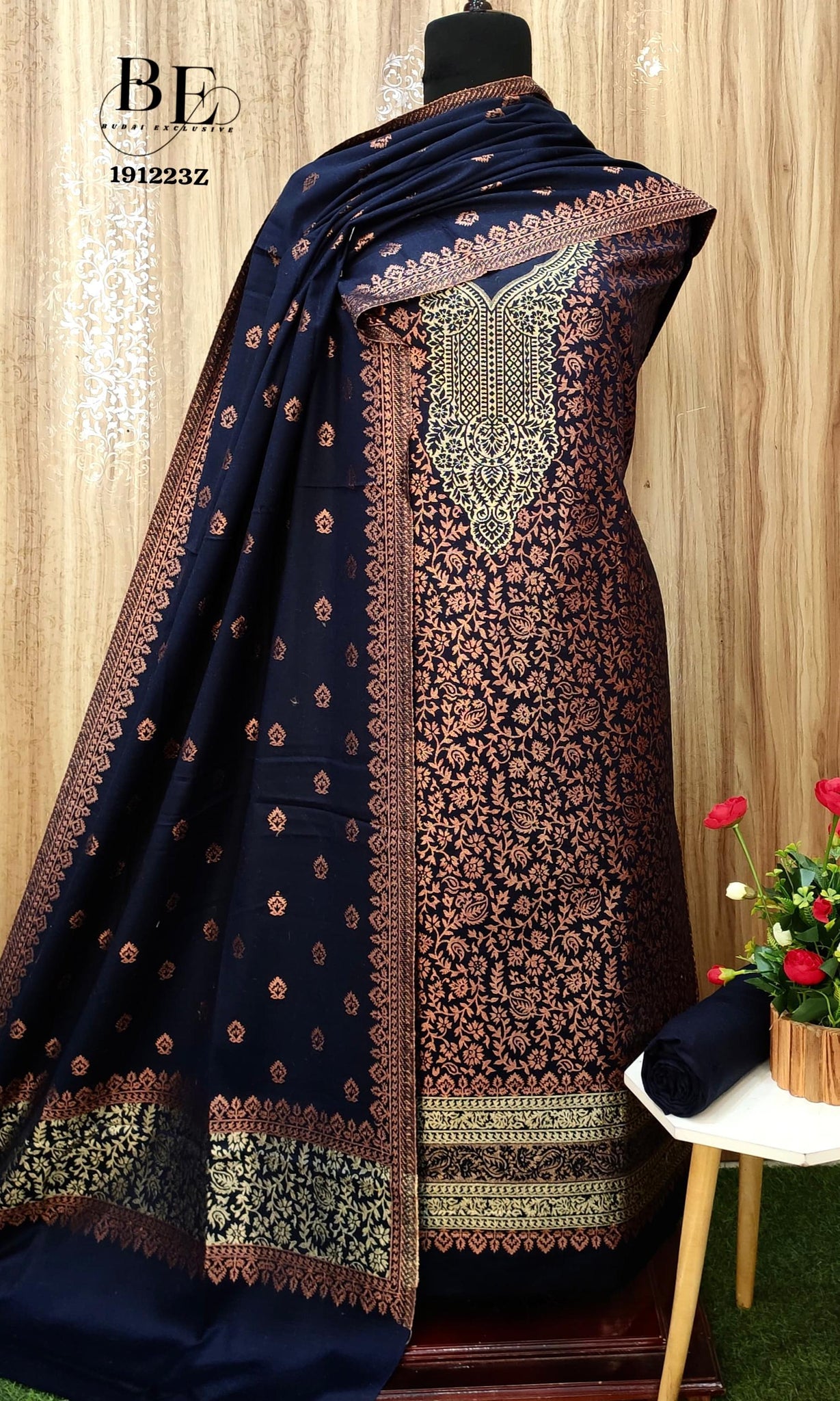 Beautiful Designer Pure Pashmina Zari Weaving Work Salwar Suit