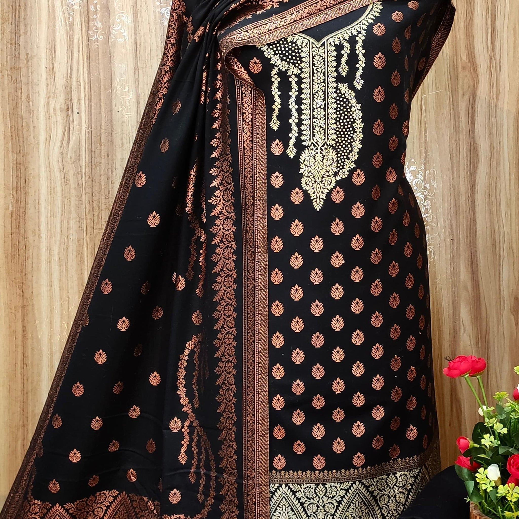 Beautiful Designer Pure Pashmina Zari Weaving Work Salwar Suit