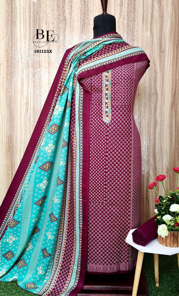 Beautiful Designer Pure Pashmina Print Salwar Suite