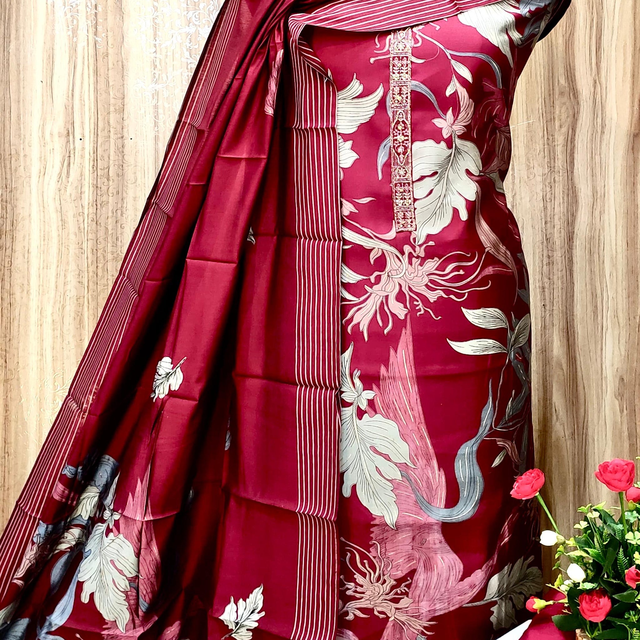 Beautiful Designer Pure Viscose Muslin Digital & Foil Print Salwar Suite