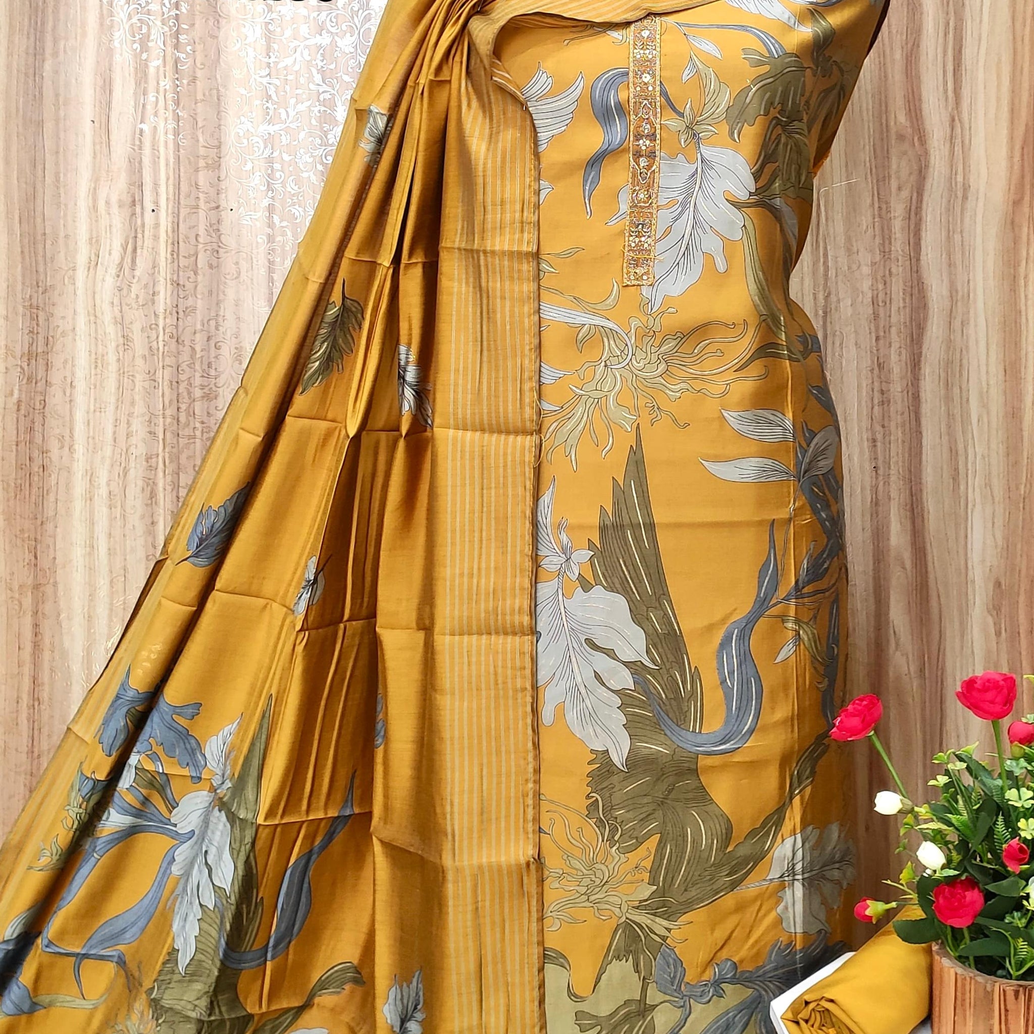 Beautiful Designer Pure Viscose Muslin Digital & Foil Print Salwar Suite