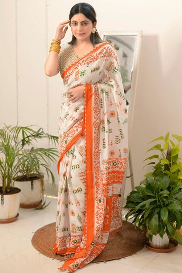 Beautiful Designer Republic Day Mulmul Cotton Saree