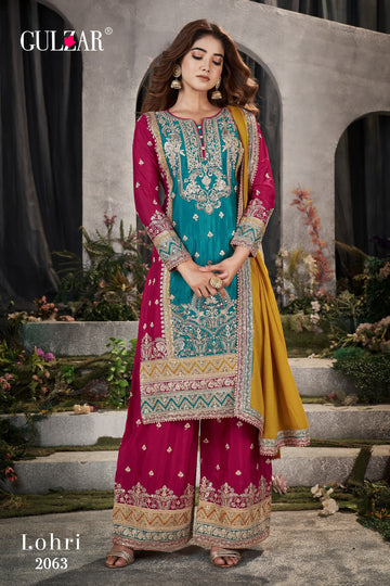 Gulzar Launch Lohri 2061-2063 Series Chinon Designer Work Salwar Suits