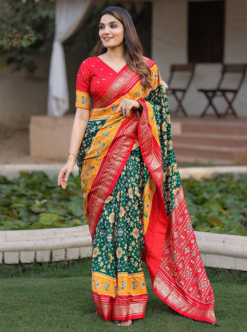 Beautiful Designer Patola With Foil Print Saree