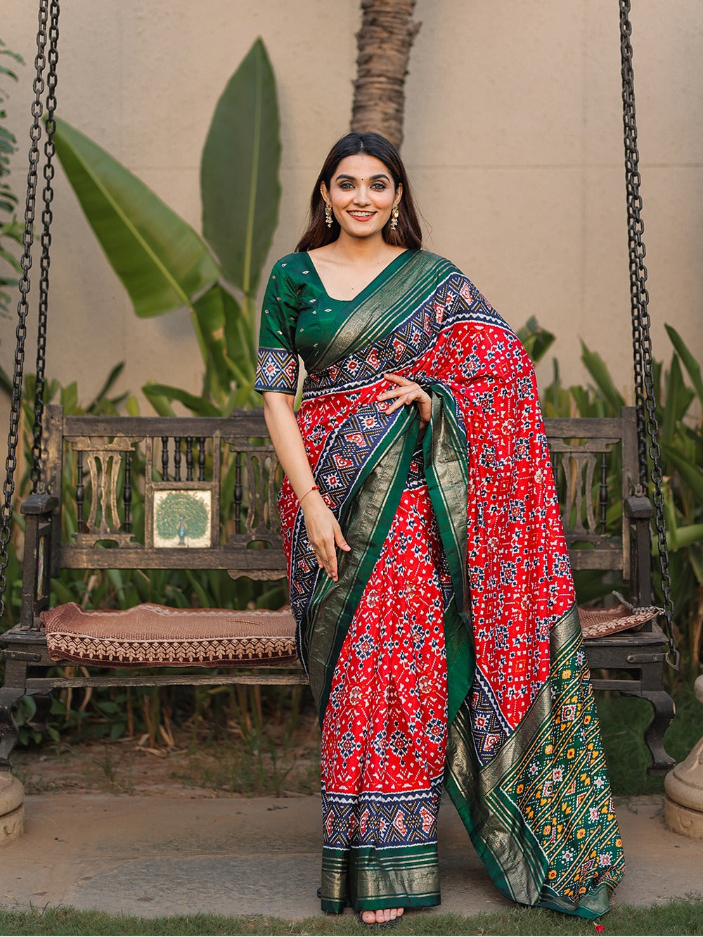 Beautiful Designer Patola With Foil Print Saree