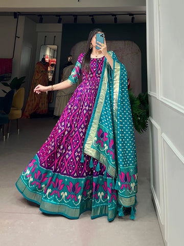 Beautiful Designer Patola Print Gown