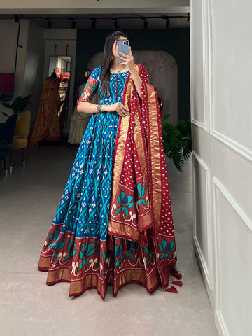 Beautiful Designer Patola Print Gown