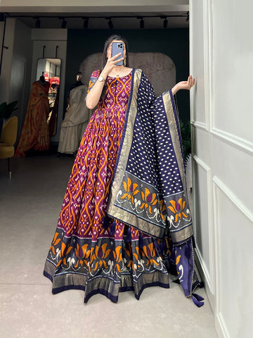 Beautiful Designer Patola Print Gown