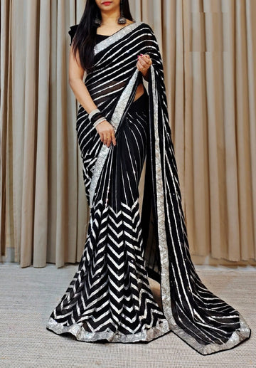 Beautiful Designer Heavy Georgette Sequanc Saree Design 392