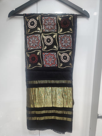 Pure Gajji Silk Ajrakh Duppatta