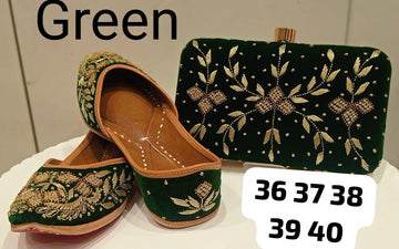 Beautiful Punjabi Juttis with Clutch Combo Set