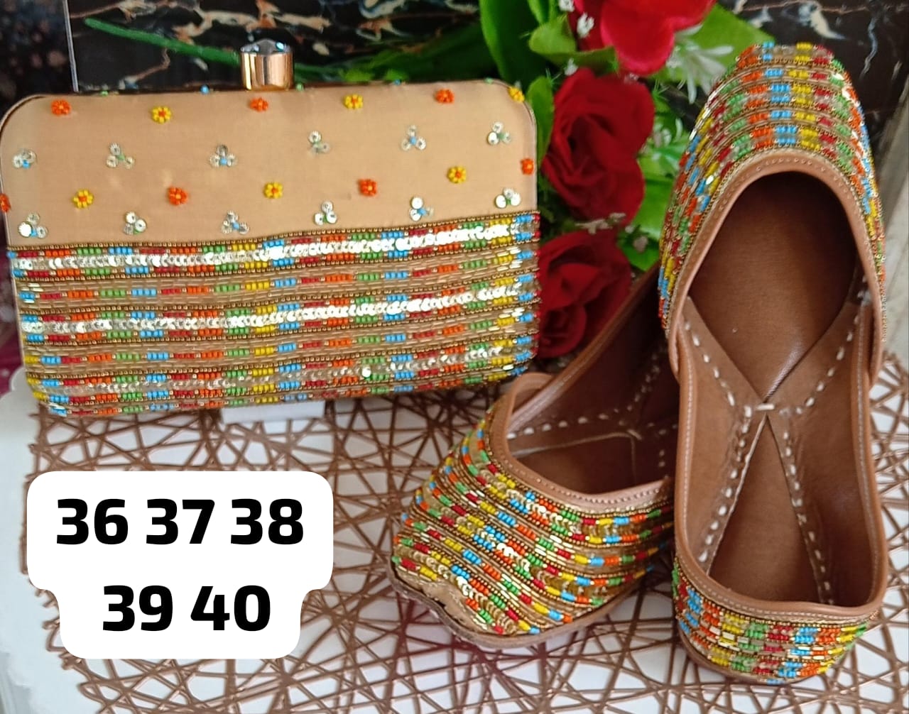 Beautiful Punjabi Juttis with Clutch Combo Set