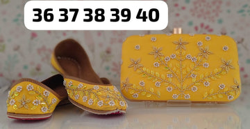 Beautiful Punjabi Juttis with Clutch Combo Set