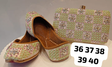 Beautiful Punjabi Juttis with Clutch Combo Set