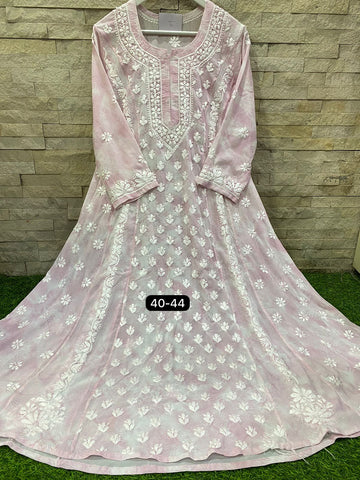 Beautiful Designer Chikankari Georgette Chiffon  Printed Long Gowns