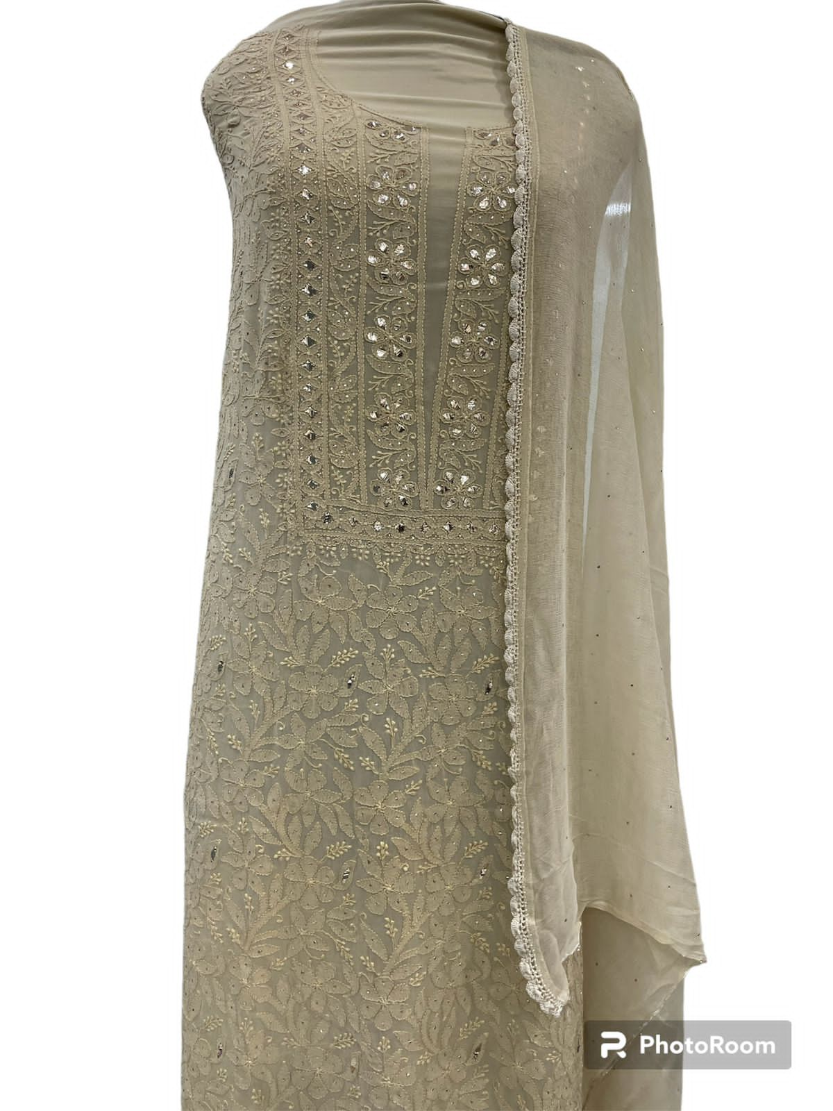 Beautiful Designer Lucknowi Chikankari Mukesh Work Salwar Suit