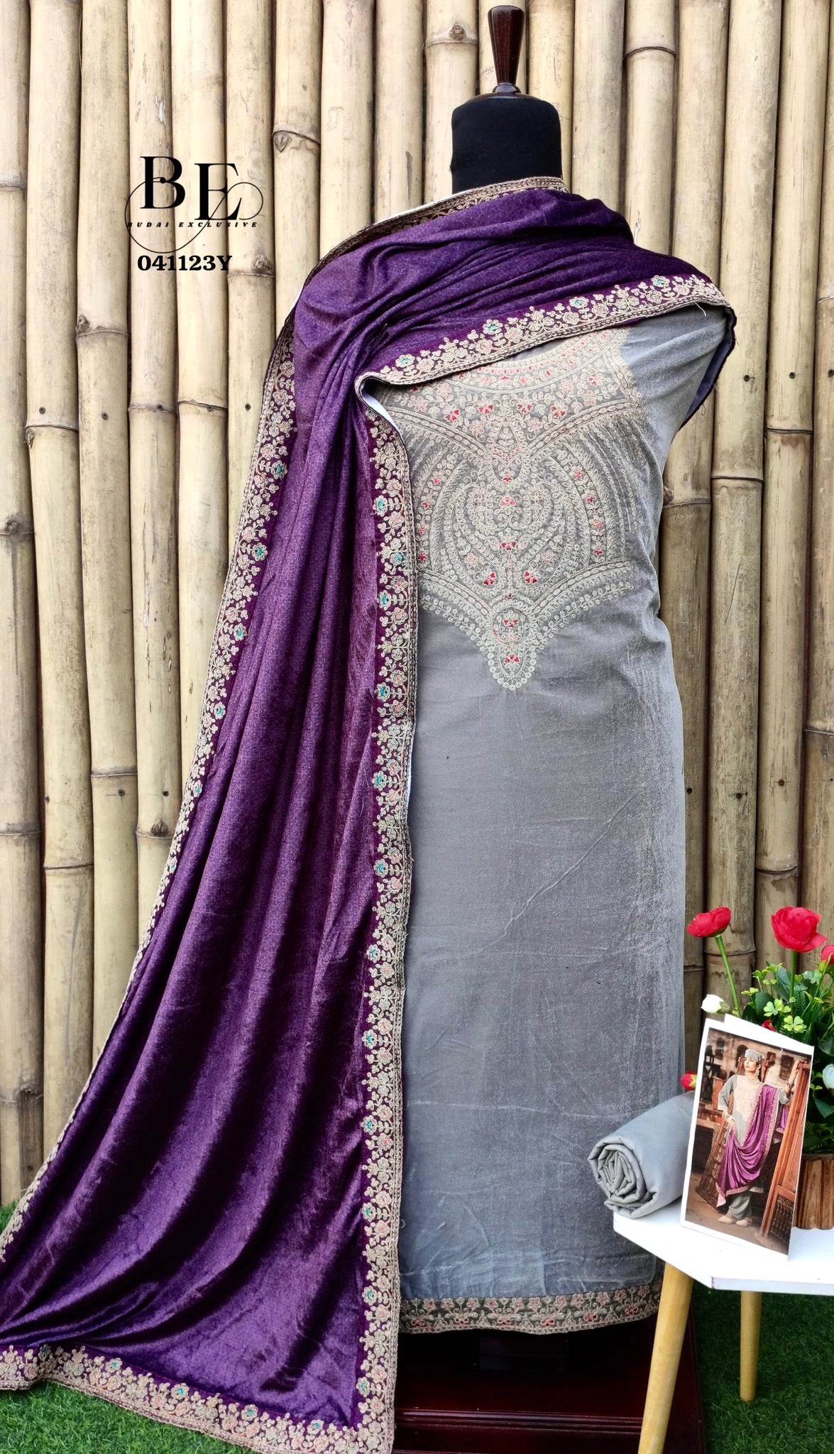 Beautiful Designer Lucknowi Chikankari Velvet Salwar Suit