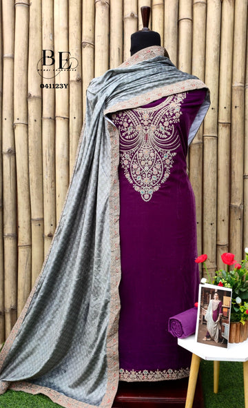 Beautiful Designer Lucknowi Chikankari Velvet Salwar Suit