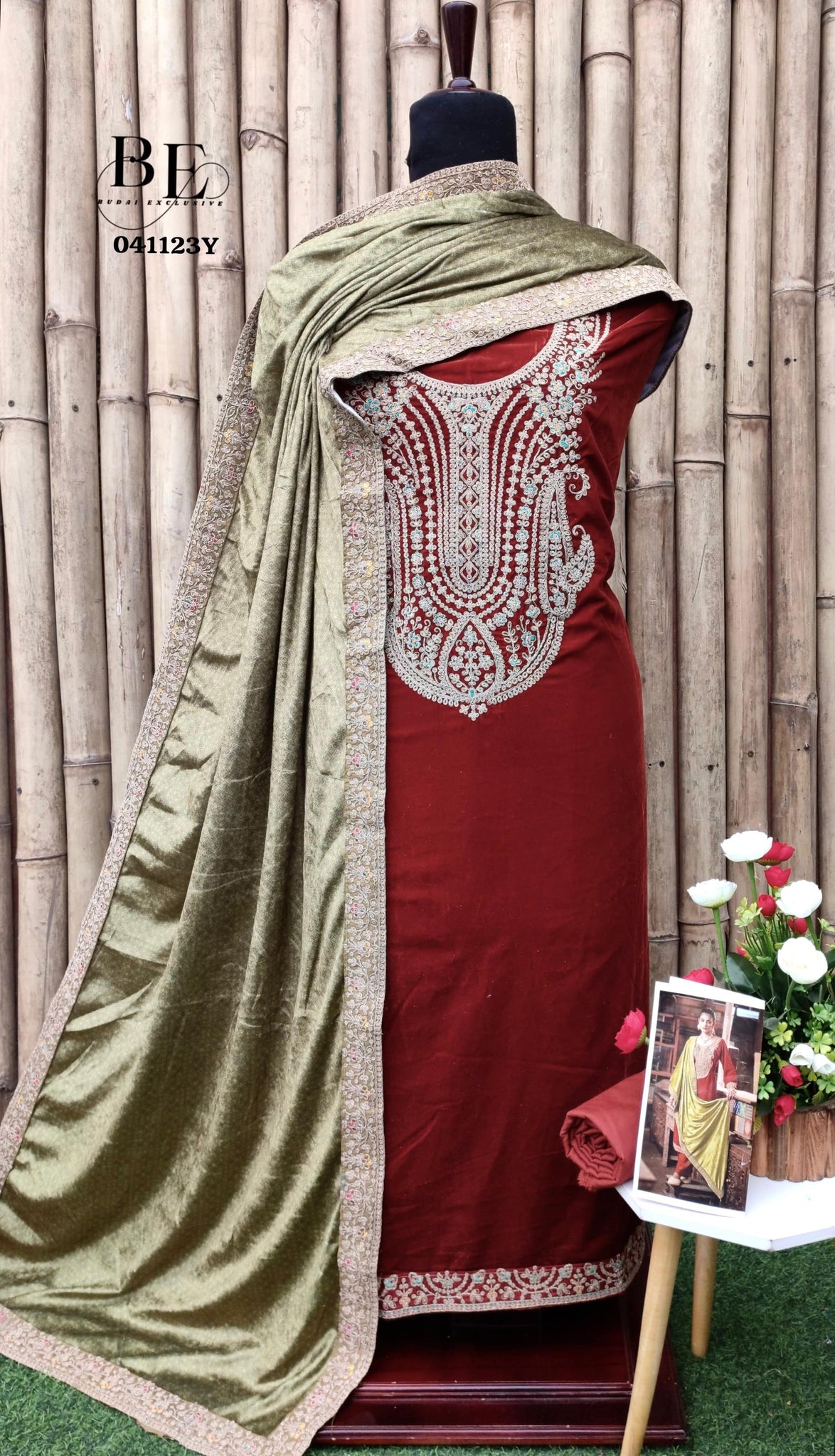 Beautiful Designer Lucknowi Chikankari Velvet Salwar Suit