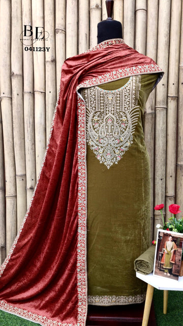 Beautiful Designer Lucknowi Chikankari Velvet Salwar Suit