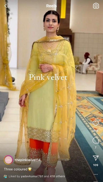 Beautiful Designer Organza Gotta Patti Salwer Suit