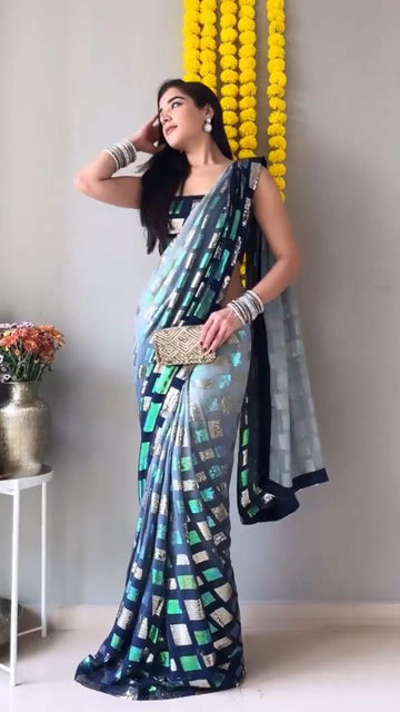 Beautiful Designer Rangoli Silk Sequence Saree