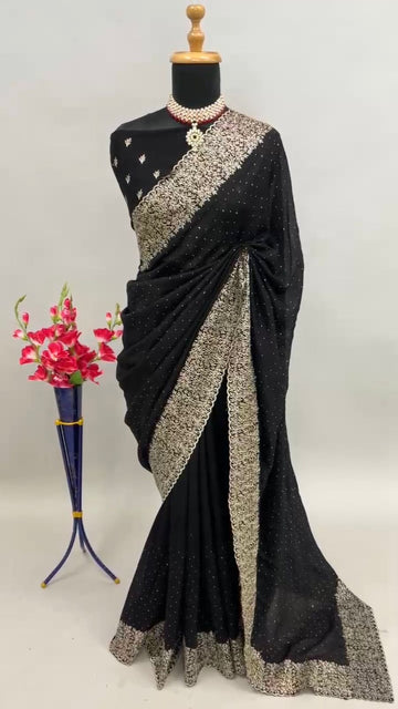 Beautiful Designer Georgette Vichitra Zari Saree