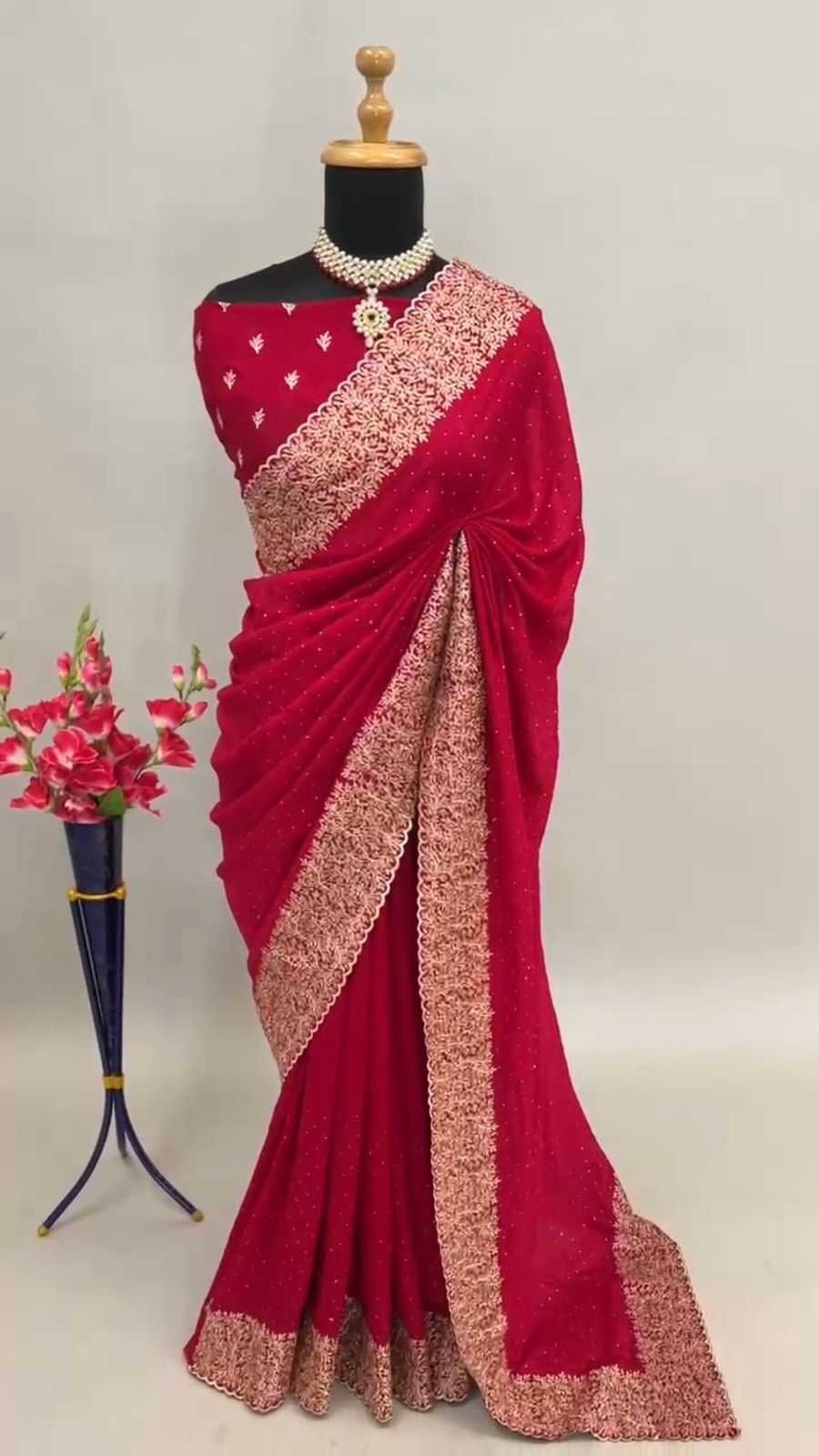 Beautiful Designer Georgette Vichitra Zari Saree