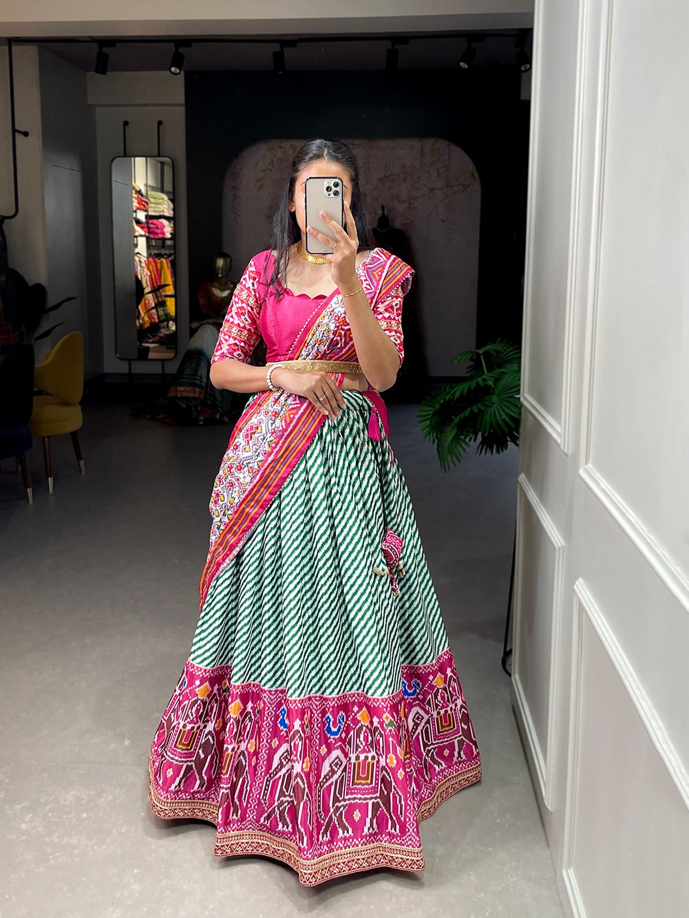 Navaratri Laheriya-Patola Print Lehenga Choli