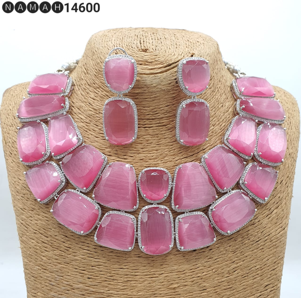 Beautiful Antique Stone Necklace with Earrings Jewellery