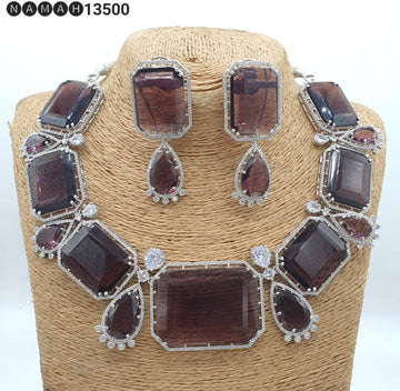 Beautiful Antique Stone Necklace with Earrings Jewellery