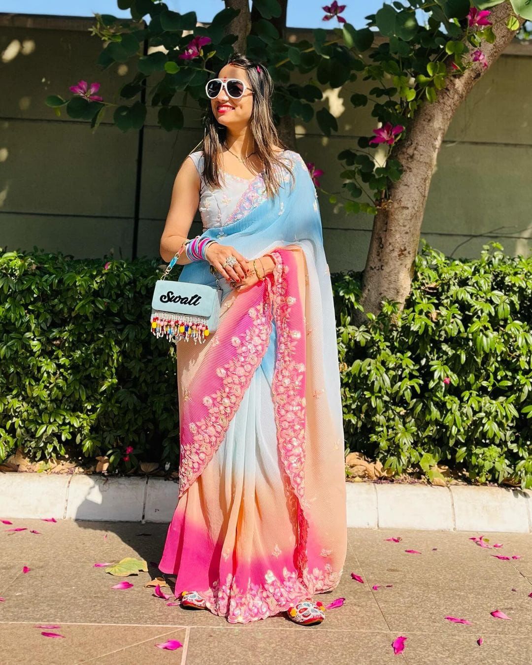 Stunning 1-Minute Ready To Wear Multi Color Georgette Saree – thelotusfab