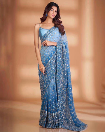 Beautiful Designer Soft Organza Sequence Saree