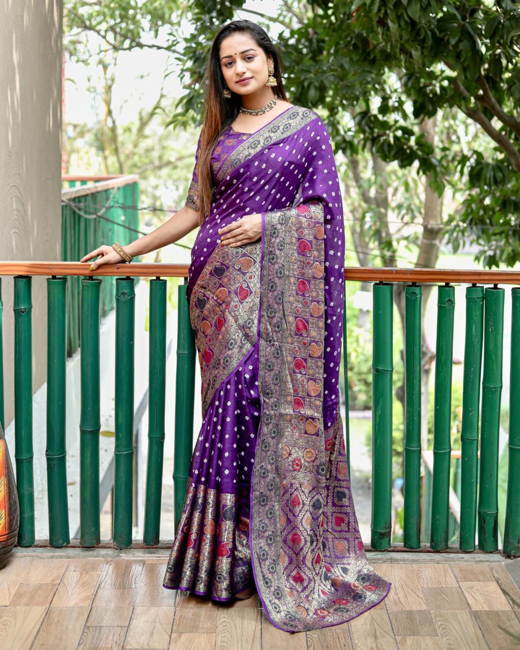 Beautiful Designer Kanjiwarm Pure Bandhej Saree