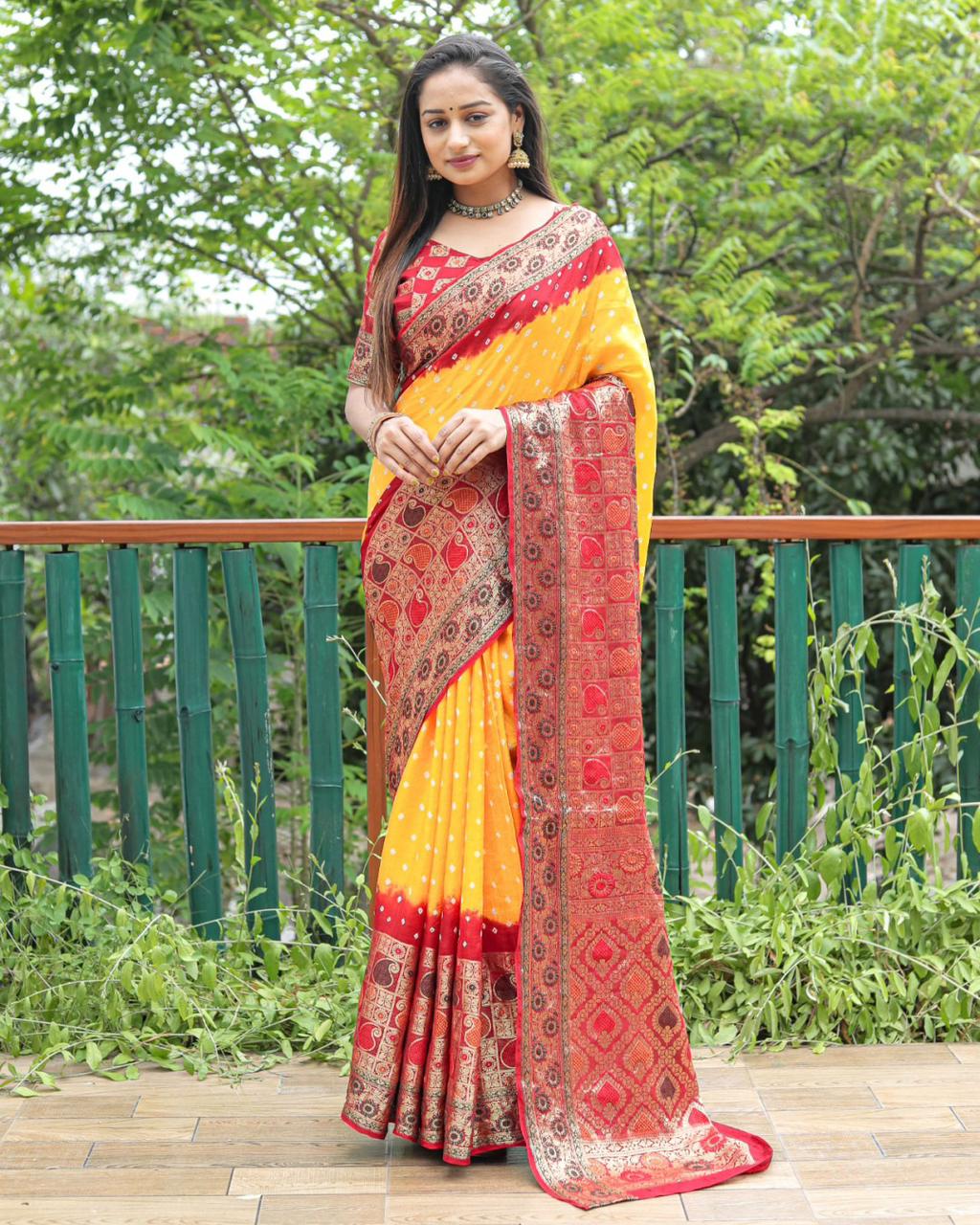 Beautiful Designer Kanjiwarm Pure Bandhej Saree