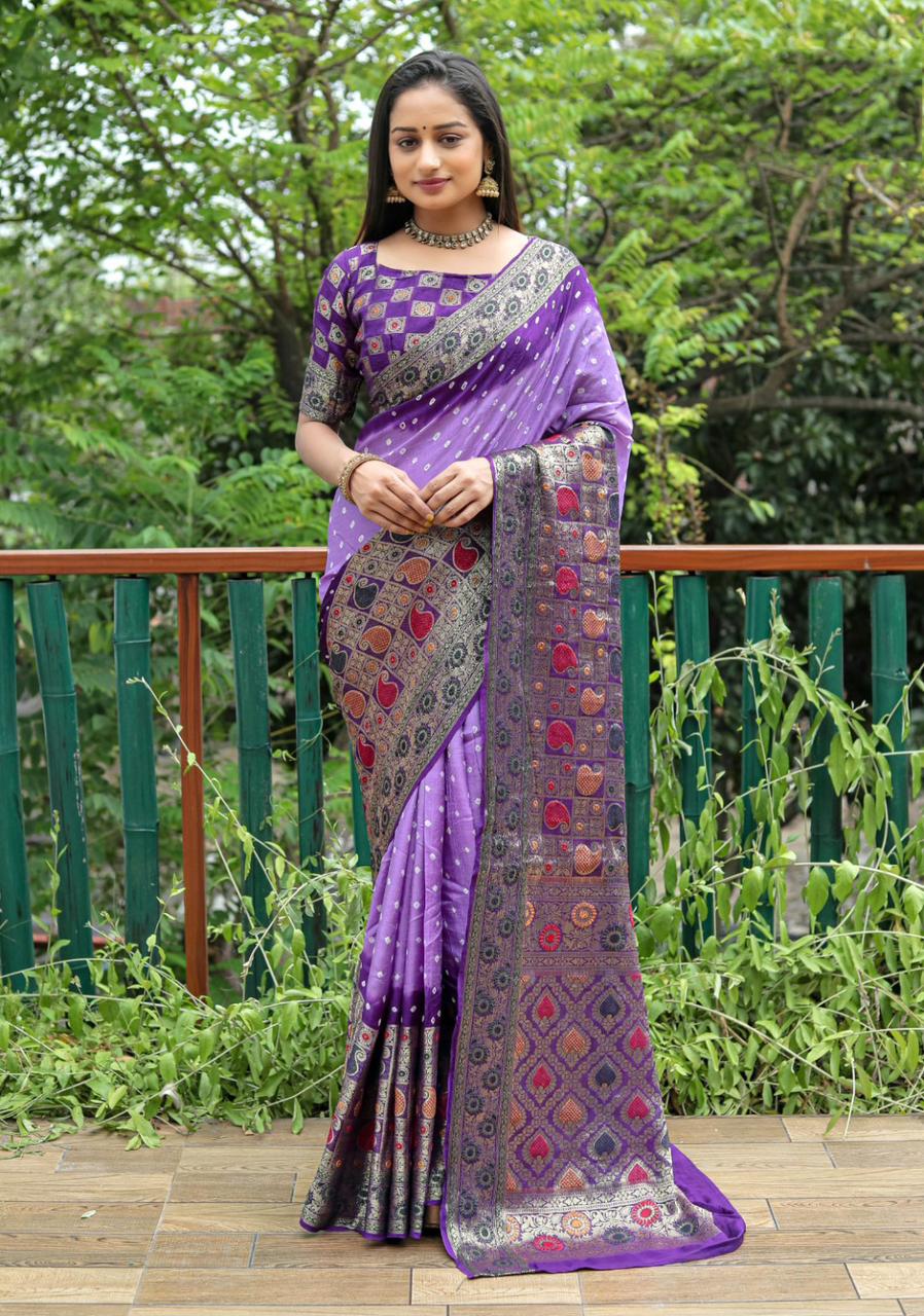 Beautiful Designer Kanjiwarm Pure Bandhej Saree