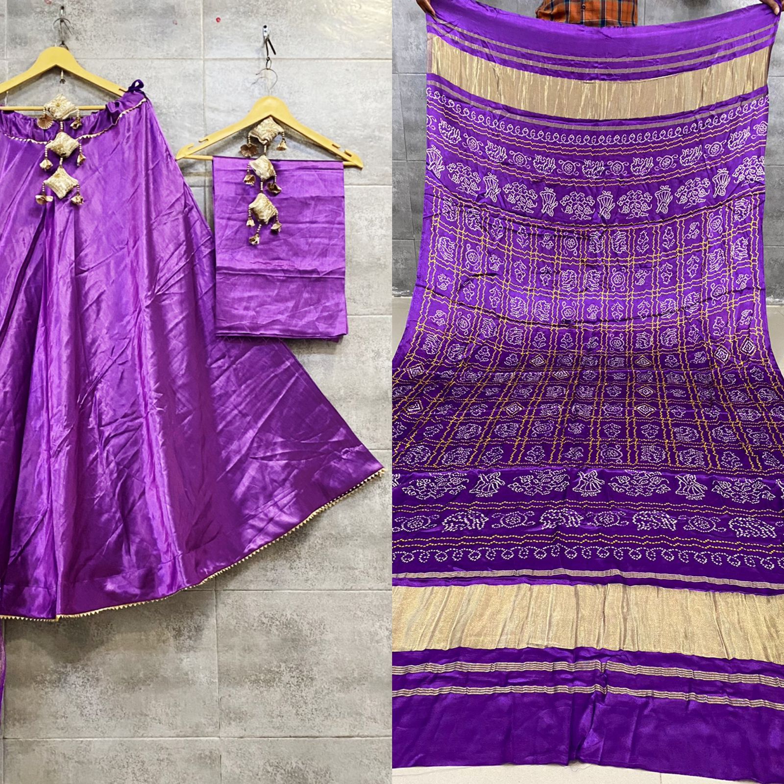 Pure Gaji Silk Masru Skirt With Gaji Silk Digital Print Dupatta